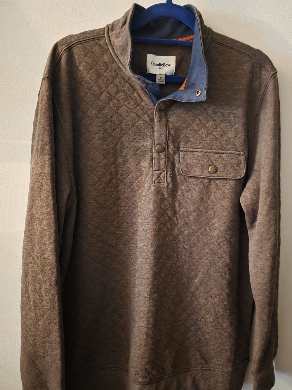Goodfellow & Co Brown Quilted Snap-Placket Pullover